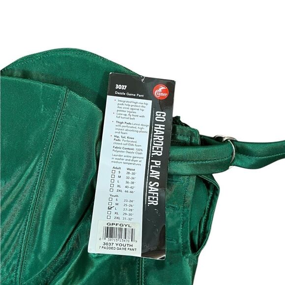 Cramer Green Football Pants With Pads, Size YL, NWT - Picture 4 of 7